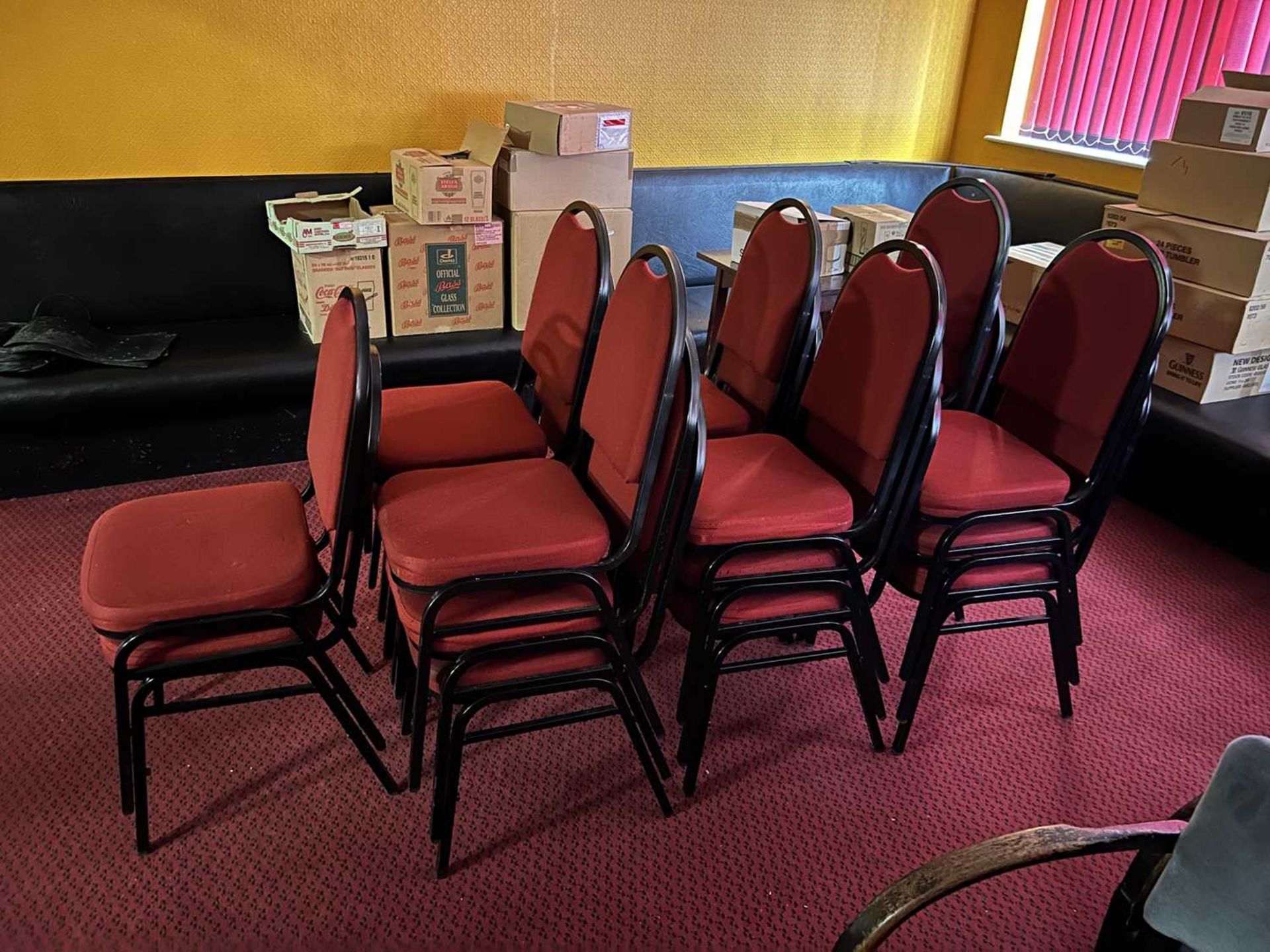 20 upholstered metal framed stacking chairs - Image 2 of 4