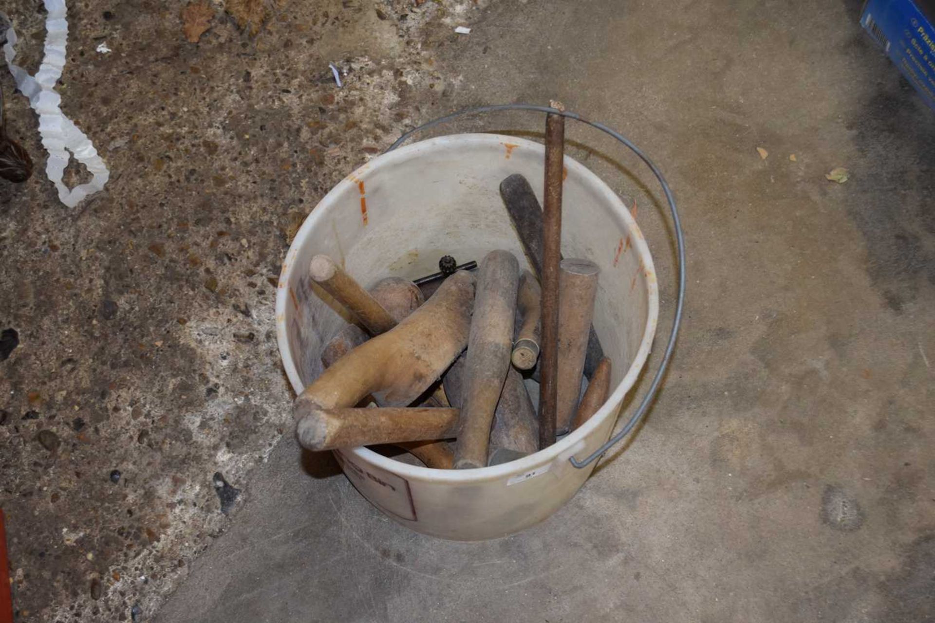 A bucket of lead working tools