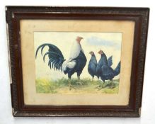 After British School, Game Hens, chromolithograph, unsigned, 32x25cm, framed and glazed.