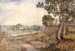 John Joseph Cotman (British,1814-1878), 'Landscape View near Whitlingham Church', watercolour,