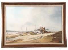 John Sutton (British, b.1935), Bawdsey Suffolk, oil on board, signed, 59x40cm, framed and glazed