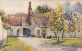 Gertrude C. Howes (British,1863-1942, Norwich Art Circle), "The Beguinage Bruges", watercolour,