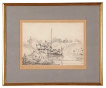 Thomas Preston RA (British, b.circa 1800), "A View near the Ferry, Norwich", pen and ink,