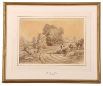 Miles Edmund Cotman (British,1810-1858), 'Near Kentish Town', watercolour and pencil, signed and