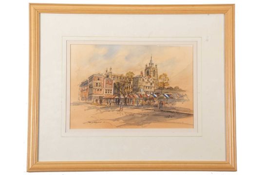 Tony Bryant (British, contemporary) Norwich Market, watercolour and ink, signed and dated '20,