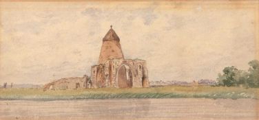 Attributed to Charles Harmony Harrison (British,1842-1902), St Benet's Abbey, watercolour, initialed