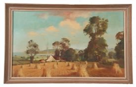 Marcus Ford (British,1914-1989), A view across a wheatfield, oil on canvas, signed,18x30ins,