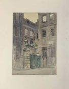 'Devereux Court', watercolour, unsigned, mounted, unframed, 9.5x13ins, unglazed.