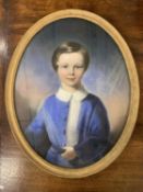 British school, circa 19th / early 20th century, portrait in oval, pastel, 38x64cm, framed and