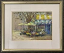 John Pratchett (British,b1946), "The Flower Stall in the Market", pastel, signed and dated 2016,
