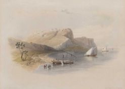 David Roberts RA (Scottish, 1796-1864), "Fortress of Ibrim-Nubia", hand coloured lithograph,