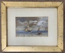 Oswald Brierly (British,19th century), Maritime scene, watercolour, gouache and pencil, signed,