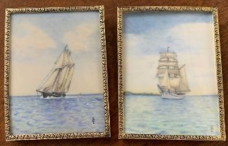 J.P.Carter (British, 20th century), 'The Eye of the Wind' and 'Bluenose Schooner', watercolour on
