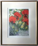 Joan Zuckerman (British, 20th century), 'Poppies', lithograph in colours, numbered 8/50, signed