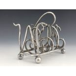 A Victorian silver plated novelty toast rack