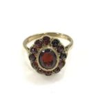 A 9 carat gold and garnet cluster ring
