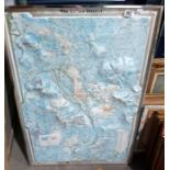 An Oxford Plastic Relief Map, 97 by 66cm, framed