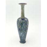 Louise Wakeley for Royal Doulton, a tall stoneware vase, shouldered form with elongated neck, relief