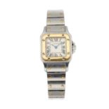 Cartier, a stainless steel and gold Santos bracelet watch
