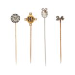 Of Royal interest, a selection of gold diamond stickpins