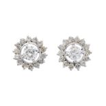 A pair of diamond cluster stud earrings