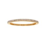 A 14ct gold brilliant-cut diamond line bangle bracelet