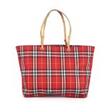 Burberry, a rare red Nova Check handbag