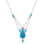 Murrle Bennett & Co., an Art Nouveau silver and blue enamel necklace