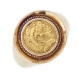 An 18ct gold antique Greek coin signet ring