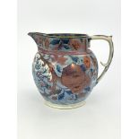 A large Sunderland lustre blue and white jug