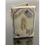 A German silver and enamelled cigarette or card case