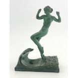 Raymonde Guerbe for Le Verrier, Bather, an Art Deco patinated art metal figure