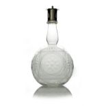 Harry Powell for James Powell and Sons, a cut glass and silver mounted Roman Flask decanter,