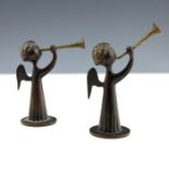 Karl Hagenauer, a pair of Austrian bronze figures, circa 1930, modelled as angel trumpeters, stamped
