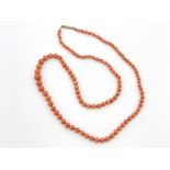 A coral bead necklace