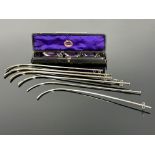 Medical interest, a collection of six various sterling silver catheters