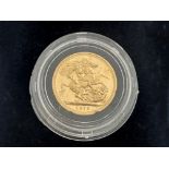 Elizabeth II, gold sovereign, 1979, in Royal Mint case of issue