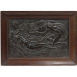 A British Arts & Crafts bronzed plaster panel, early 20th Century, moulded with a classical scene