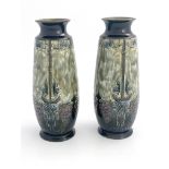 Eliza Simmance for Royal Doulton, a pair of stoneware vases, shouldered form, tubelined with