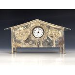 George Walton (attributed), an Arts and Crafts silver plated clock,