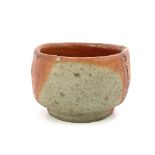 Japanese School, 20th Century, a bizen ware guinomi, incised mark, 4cm high, with wooden signed box