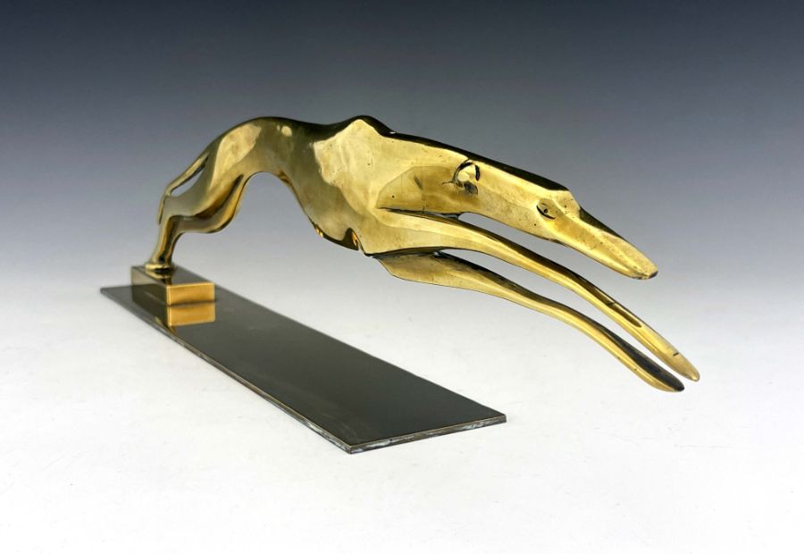 Karl Hagenauer, an Art Deco brass figure of a leaping greyhound