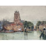 Wilfred Williams Ball (British, 1853-1917), Dutch Harbour scene, Dordrecht, signed and dated 1909