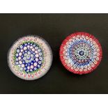 Whitefriars, two millefiori glass paperweights