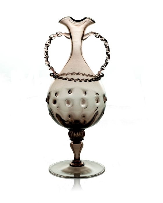 Antonio Salviati, a Venetian glass twin handled pedestal vase