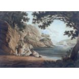 Style of William Payne, A Devonshire Cave, watercolour, 16 by 22cm, framed