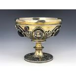 A George IV silver gilt and gem set pedestal bowl, circa 1825