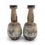 Hannah and Florence Barlow for Doulton Lambeth, a pair of stoneware vases