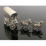 A Dutch silver novelty model of a covered wagon and horses