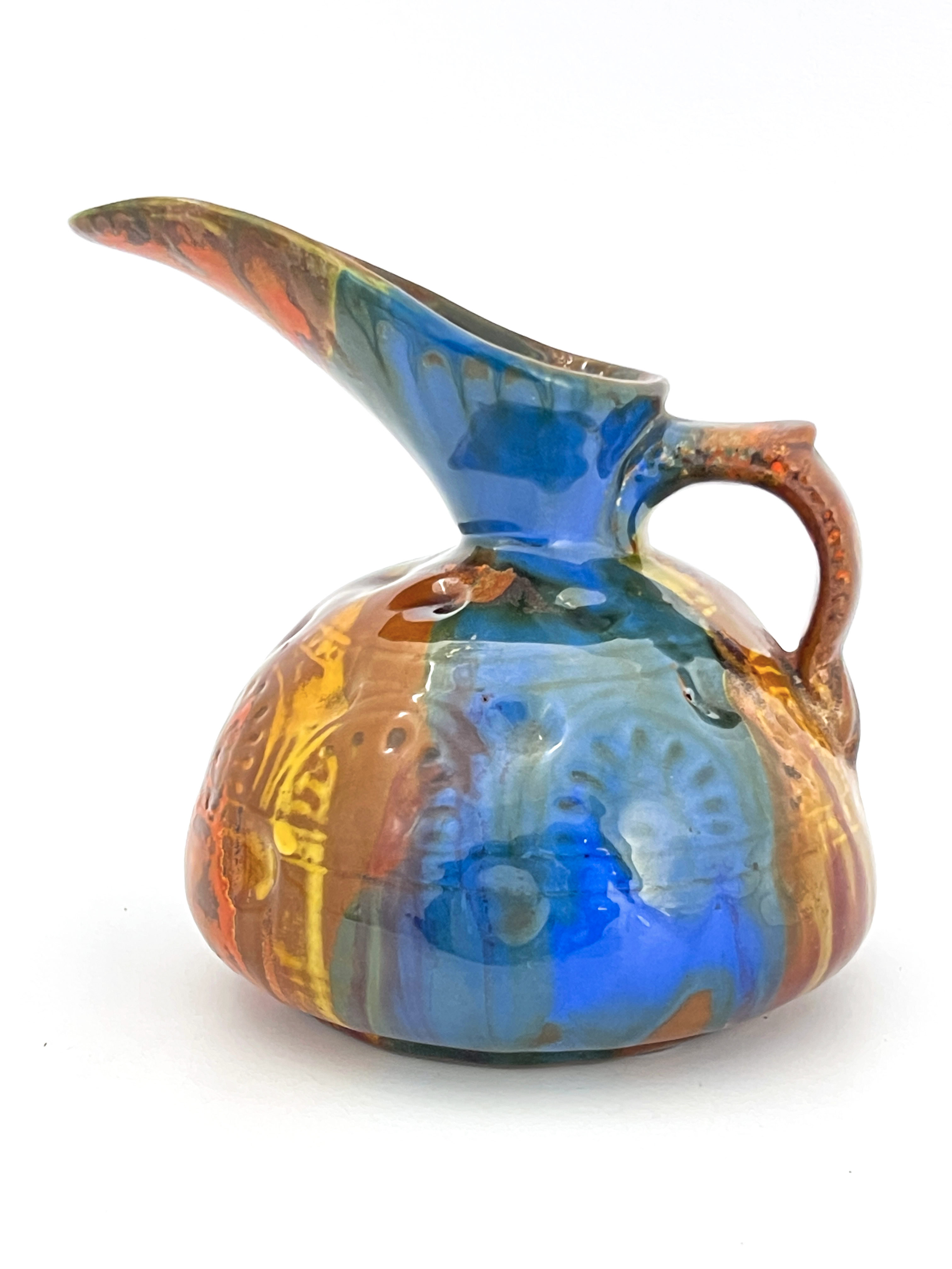 After Christopher Dresser for Linthorpe, an Aesthetic Movement art pottery jug, probably Bretby, the - Image 2 of 8